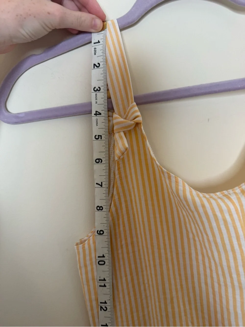 art class Yellow and White Striped Tie-Shoulder Romper
